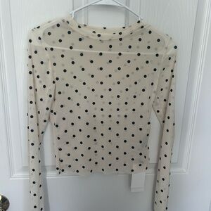 Sheer mesh polka dot long sleeve, SHEIN